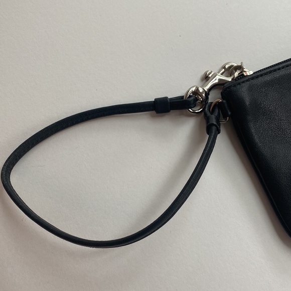 Coach smooth leather wristlet wallet credit card case black silver excellent - Picture 3 of 11